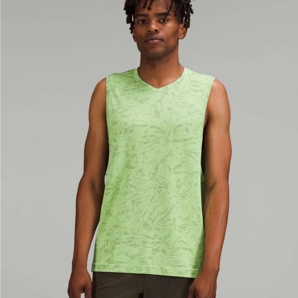 Lululemon Metal Vent Tech Sleeveless Shirt 2.0 Block Floral Scream Green Large